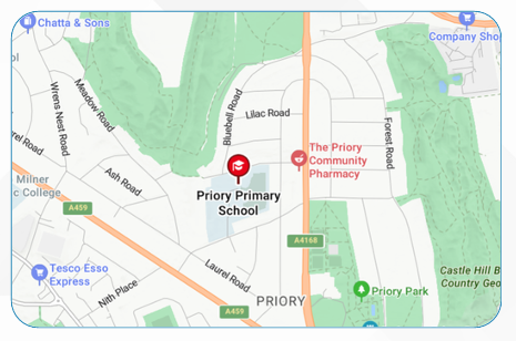 Map to show where Priory Primary school is located