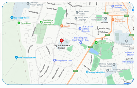 Map to show where Gig Mill School is located